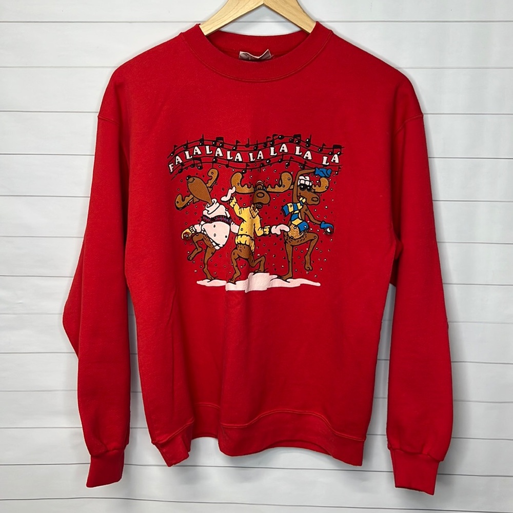 VTG Dancing Reindeer Christmas Sweatshirt - Large